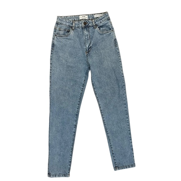 Cotton On Women's 8 Stretch Mom Washed Denim Blue Tapered Ankle Hi-Rise Jeans - Picture 1 of 4